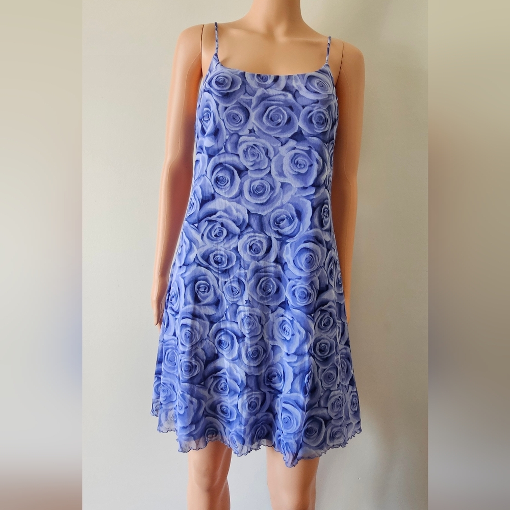 Vintage 90s Violet Rose Patterned Dress